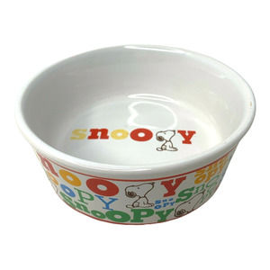 Peanuts Snoopy Stoneware Pet Bowl Colorful Classic Dog Food Water Typography